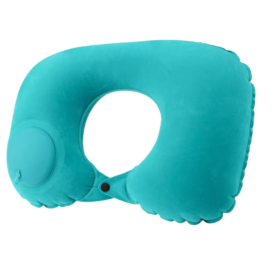 Flocking Inflatable Portable Neck Pillow That Can Be Stored and Self Filled Suitable for Outdoor Travel Business Trips Camping