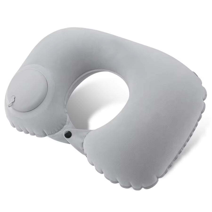 Flocking Inflatable Portable Neck Pillow That Can Be Stored and Self Filled Suitable for Outdoor Travel Business Trips Camping