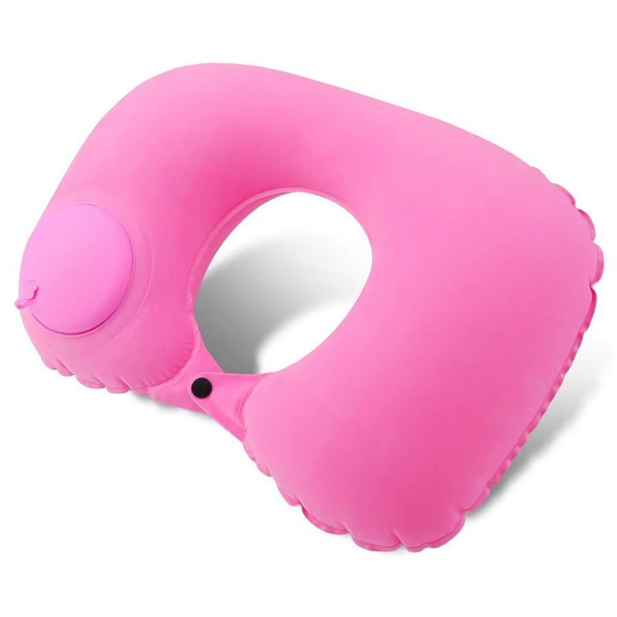 Flocking Inflatable Portable Neck Pillow That Can Be Stored and Self Filled Suitable for Outdoor Travel Business Trips Camping