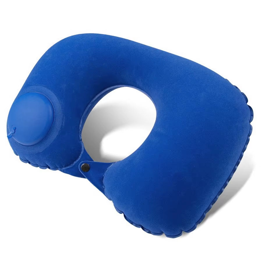 Flocking Inflatable Portable Neck Pillow That Can Be Stored and Self Filled Suitable for Outdoor Travel Business Trips Camping
