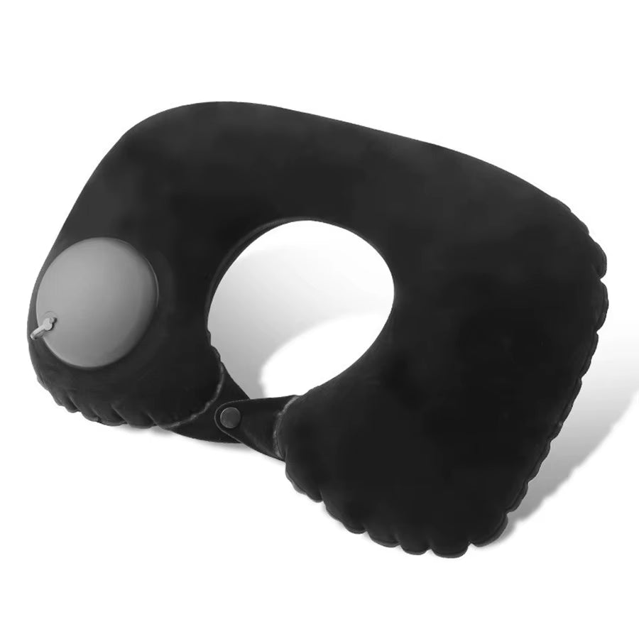 Flocking Inflatable Portable Neck Pillow That Can Be Stored and Self Filled Suitable for Outdoor Travel Business Trips Camping